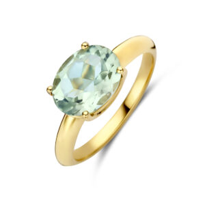 ring groen amethist 14K geelgoud