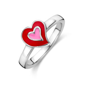 ring hart emaille zilver gerhodineerd