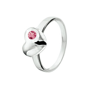 ring hart en strass zilver wit