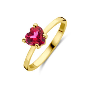 ring hart roze topaas 14K geelgoud