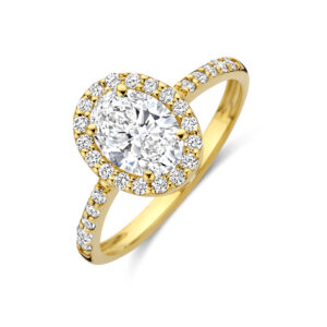 ring lab grown diamant 1.40ct g vs 14K geelgoud