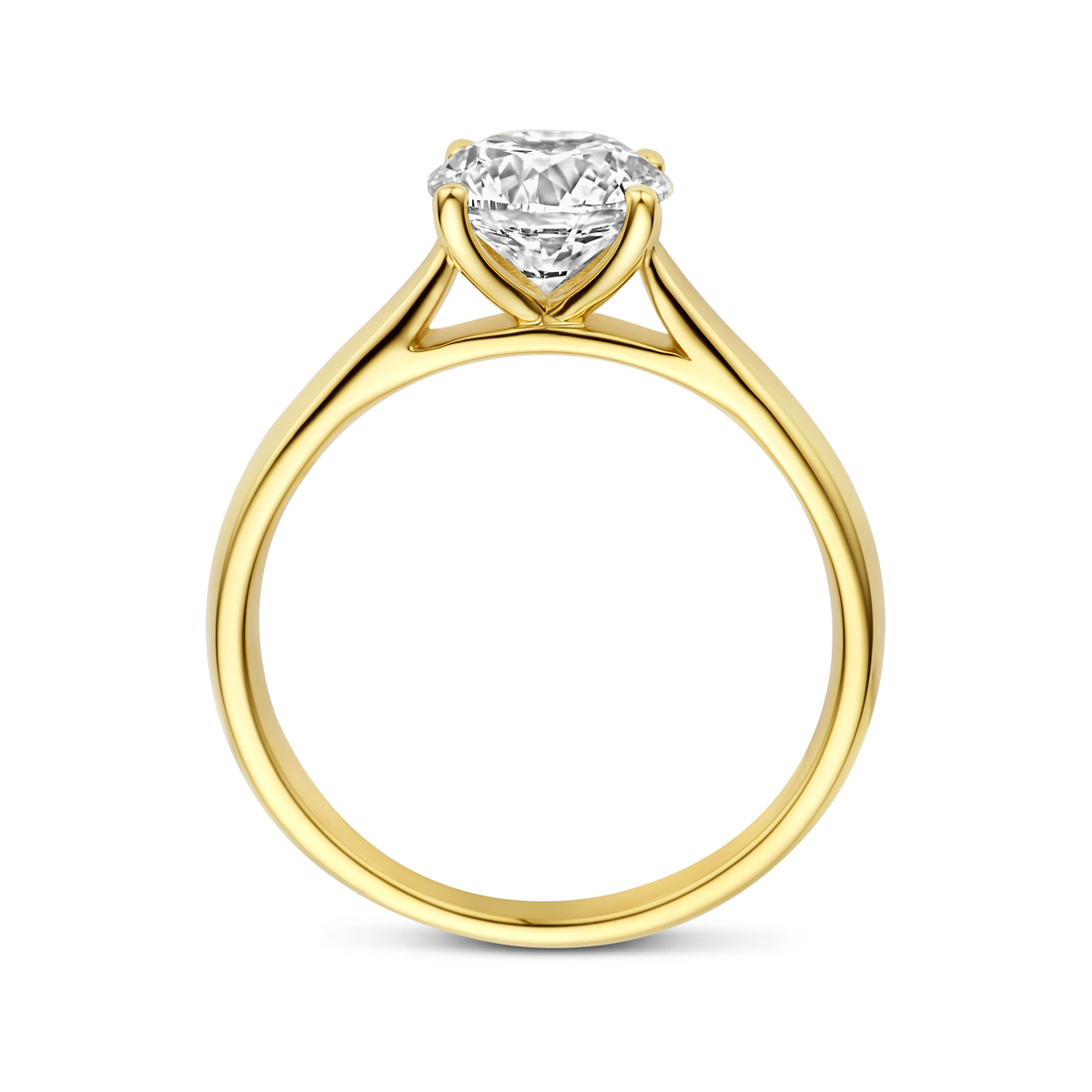 ring lab grown diamant 1.50ct f vs 14K geelgoud - Afbeelding 3