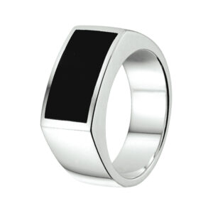 ring onyx zilver wit