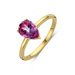 ring roze topaas 14K geelgoud
