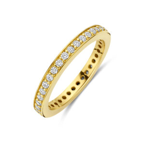 ring zirkonia 3 micron zilver verguld (geel)