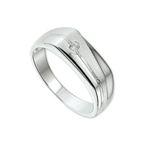 ring zirkonia dwarsmodel poli/mat zilver wit