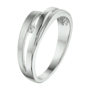 ring zirkonia poli/mat zilver gerhodineerd