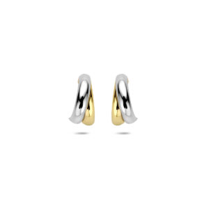 stekeroorringen 12 mm 14K bicolor goud geel/wit