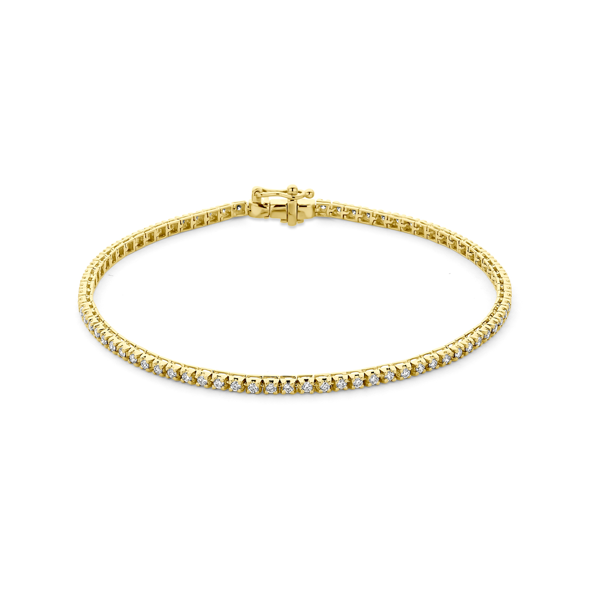 tennisarmband lab grown diamant 1.00ct f vs 2,1 mm 17,5 cm 3 micron zilver verguld (geel)