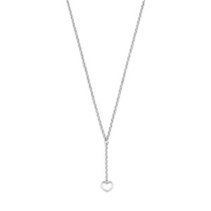 y-collier hartje 42 + 3 cm zilver gerhodineerd
