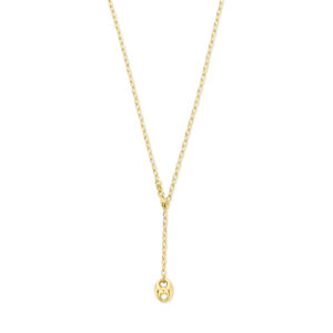 y-collier koffieboon 50 cm 3 micron zilver verguld (geel)