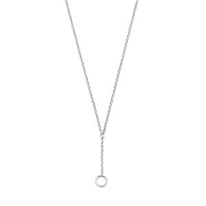 y-collier rondje 42 + 3 cm zilver gerhodineerd
