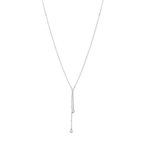 y-collier zirkonia 41 + 4 cm zilver gerhodineerd