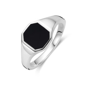 zegelring massief onyx zilver wit