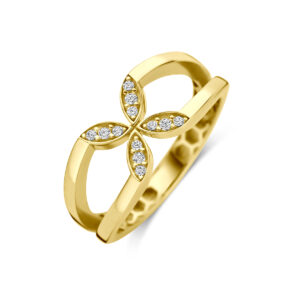 9k ring bloem zirkonia 9K geel