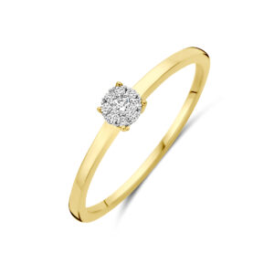 ring diamant 0.06ct h si 14K bicolor goud geel/wit