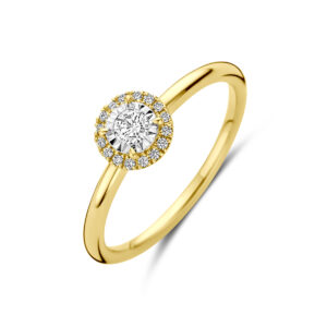 ring diamant 0.15ct h si 14K bicolor goud geel/wit