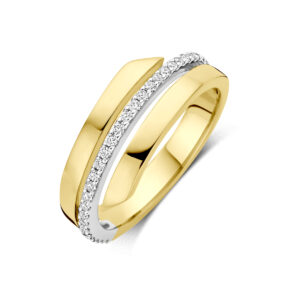 ring diamant 0.21ct h si 14K bicolor goud geel/wit