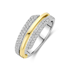 ring diamant 0.40ct h si 14K bicolor goud geel/wit