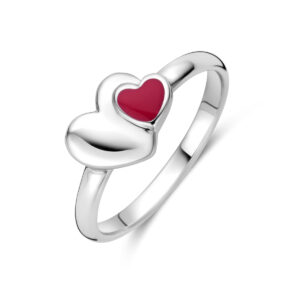 ring emaille hartje zilver gerhodineerd