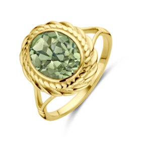 ring groen amethist 14K geelgoud
