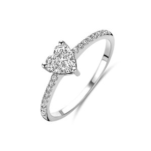 ring hart zirkonia zilver gerhodineerd