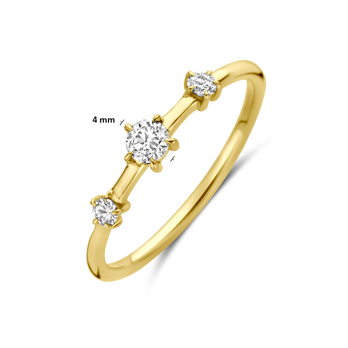 ring lab grown diamant 0.20ct f vs 14K geelgoud - Afbeelding 5