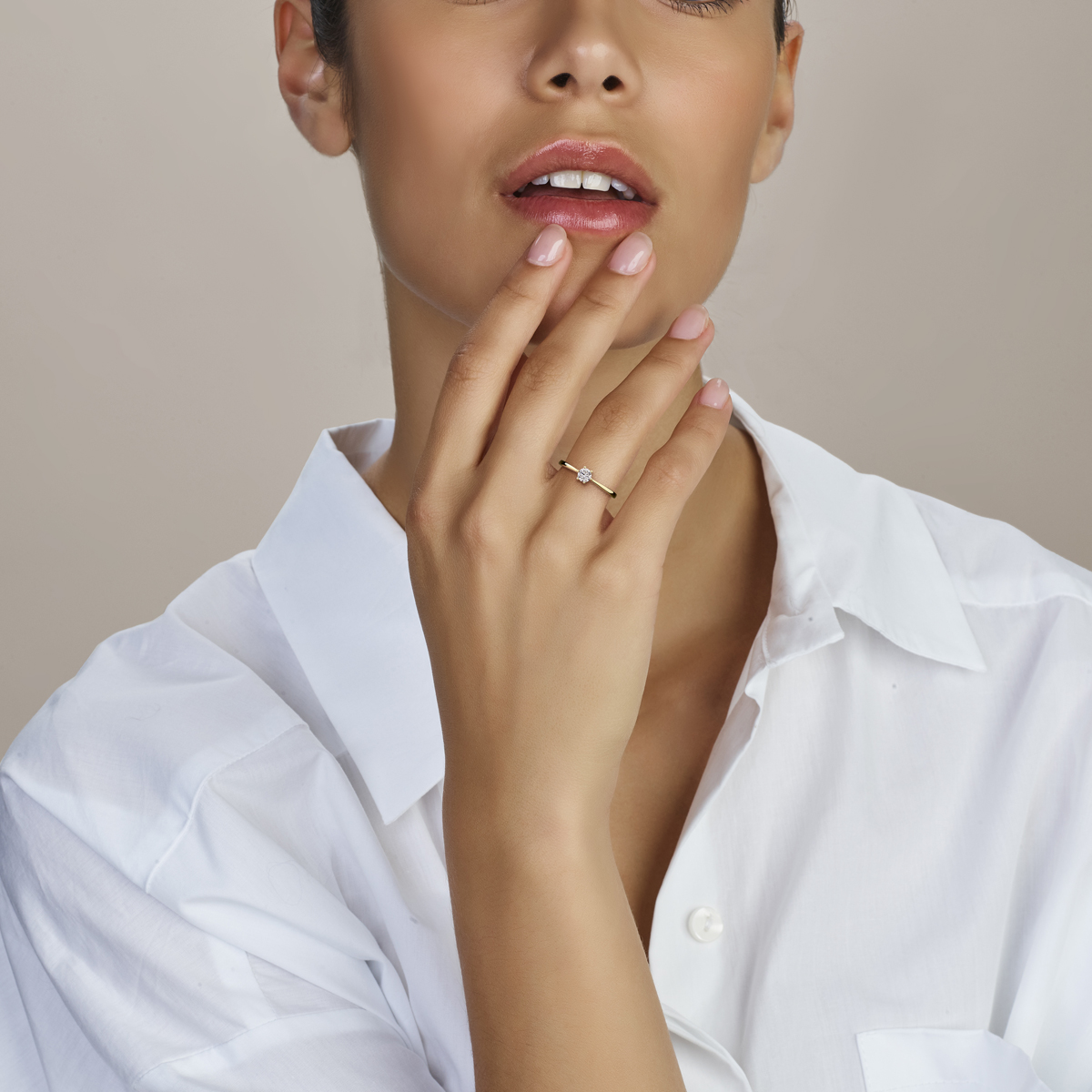 ring lab grown diamant 0.25ct f vs 14K geelgoud - Afbeelding 2