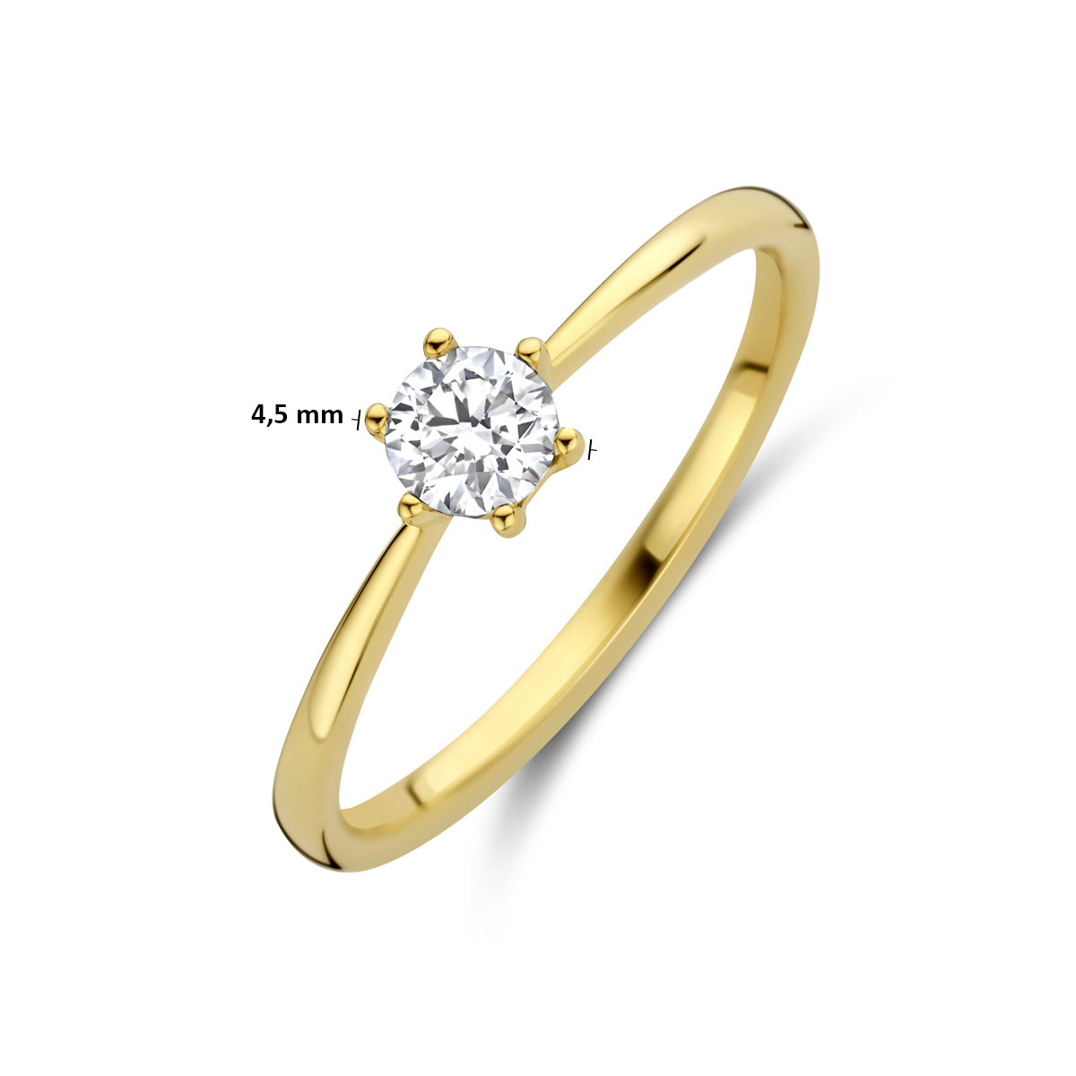 ring lab grown diamant 0.25ct f vs 14K geelgoud - Afbeelding 5