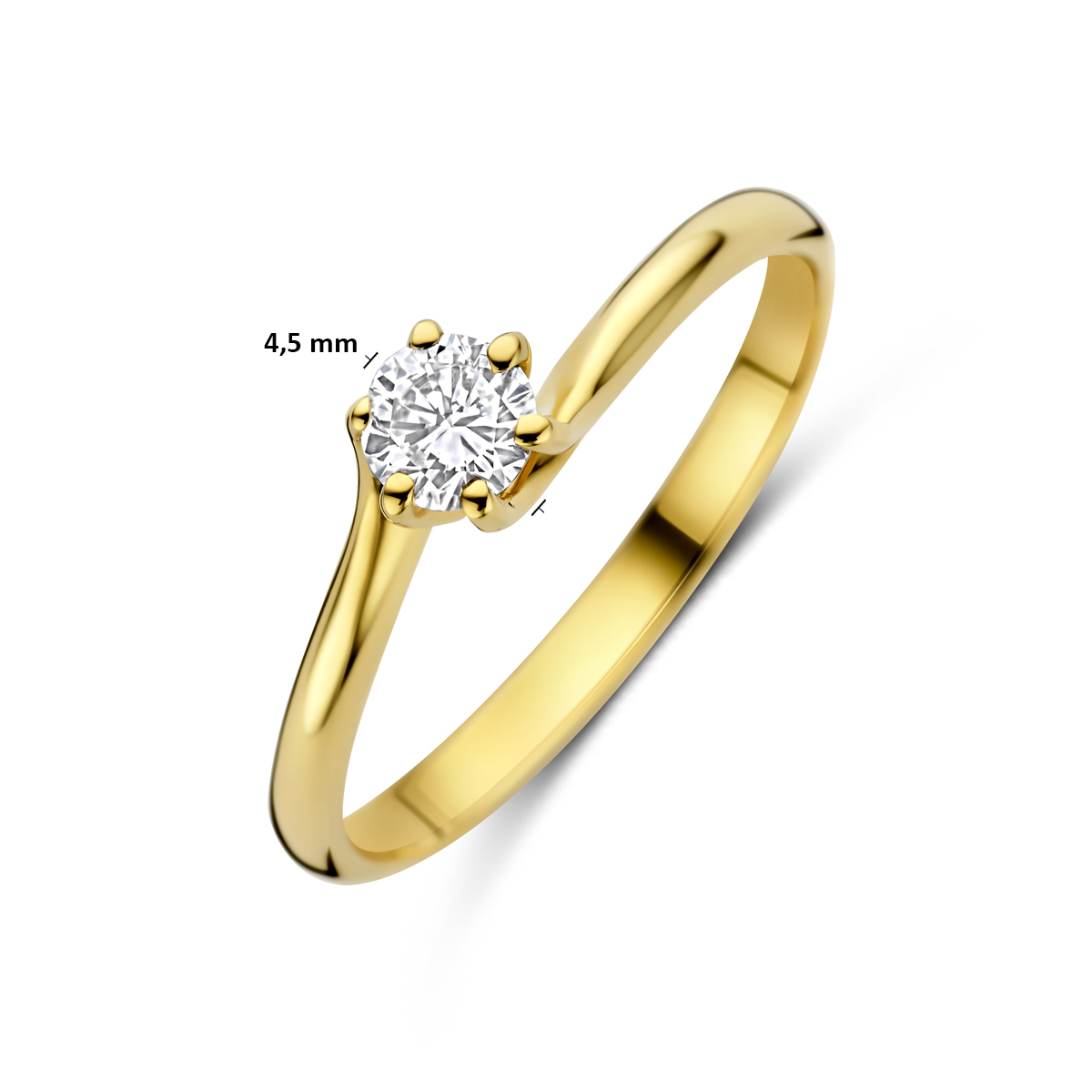 ring lab grown diamant 0.25ct g vs 14K geelgoud - Afbeelding 5