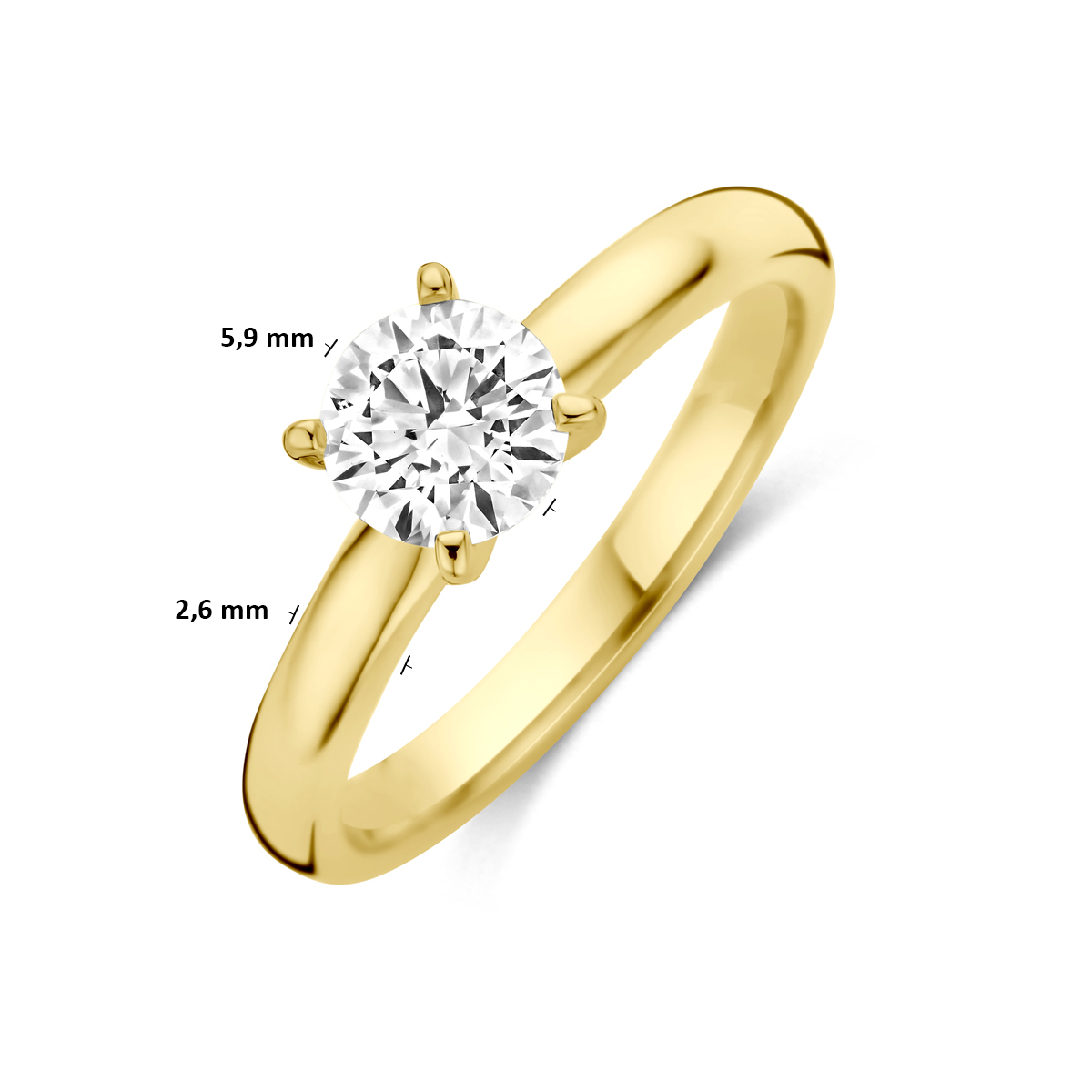 ring lab grown diamant 0.75ct g vs 14K geelgoud - Afbeelding 5