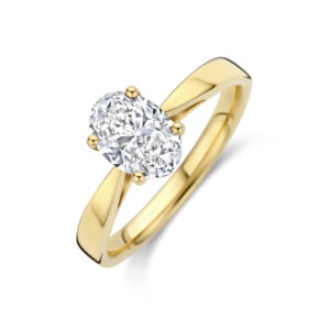 ring lab grown diamant 1.00ct h si 14K geelgoud