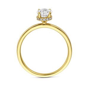 ring lab grown diamant ovaal 1.07ct f vs 14K geelgoud