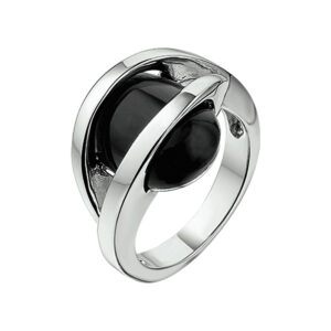 ring onyx zilver gerhodineerd