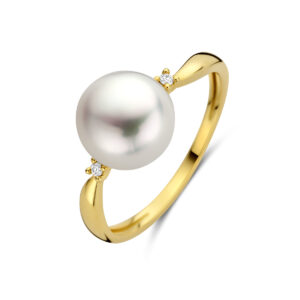 ring parel diamant 0.02ct h p 14K geelgoud