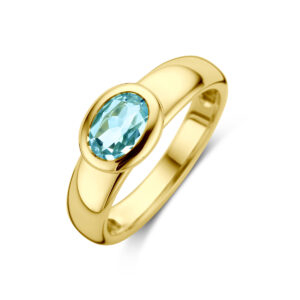 ring sky blue topaas 14K geelgoud