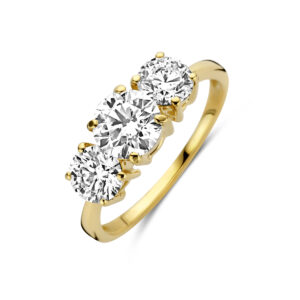 trilogie ring lab grown diamant 2.20ct g vs 14K geelgoud