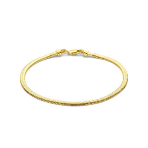 9k armband slang plat bol 3,3 mm 19 cm massief 9K geel/zilverkern