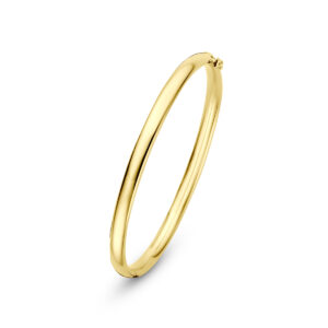 9k bangle scharnier ovale buis massief 5 x 60 mm 9K geel/zilverkern