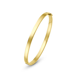 9k bangle scharnier vlakke buis massief 4 x 60 mm 9K geel/zilverkern