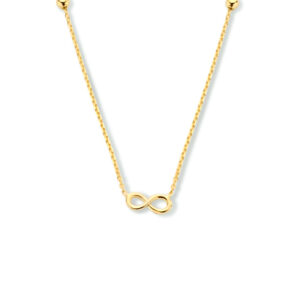 9k collier infinity en bolletjes 40 - 42 - 44 cm 9K geel