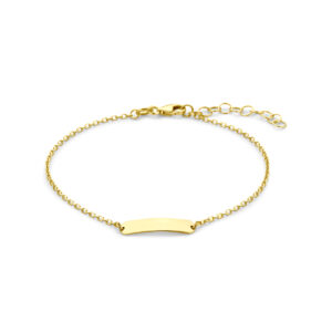 9k graveerarmband plaat 4,0 mm 16 + 3 cm 9K geel