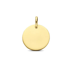 9k graveerhanger rond 15 mm 9K geel