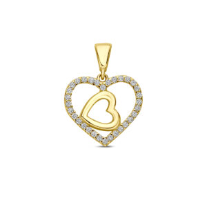 9k hanger hartjes zirkonia 13 mm 9K geel