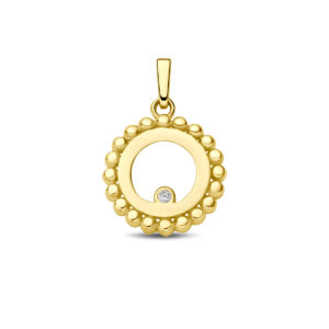 9k hanger rondje bolletjes zirkonia 13,5 mm 9K geel
