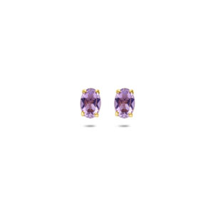9k oorknoppen amethist 6 mm 9K geel