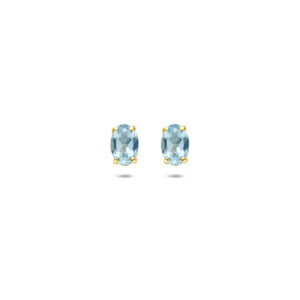 9k oorknoppen blauw topaas 6 mm 9K geel