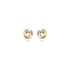 9k oorknoppen knoop 6 mm 9K tricolor