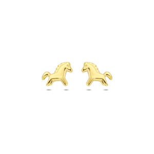 9k oorknoppen paard 6,5 mm 9K geel