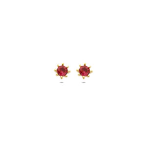 9k oorknoppen rood zirkonia 4,5 mm 9K geel